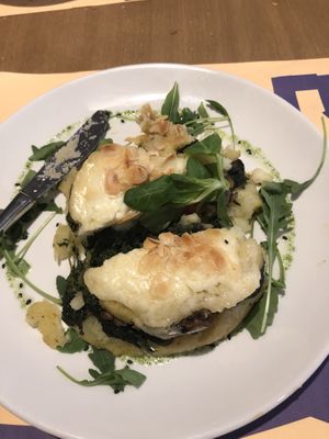 Potato tartar with spinitch & mushrooms   at Baobab in Zaragoza