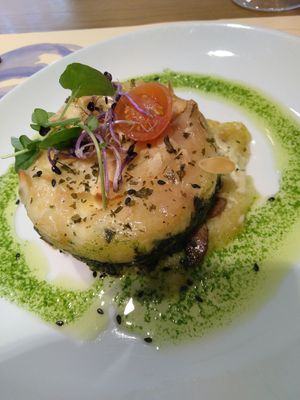 Something very tasty and healthy with spinach lol at Baobab in Zaragoza