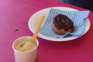 vegan Donut and butterscotch Brownie ice cream at Eiskontor Berlin in Berlin