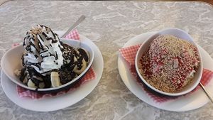 Banana and Spaghetti Ice at Eiskontor Berlin in Berlin