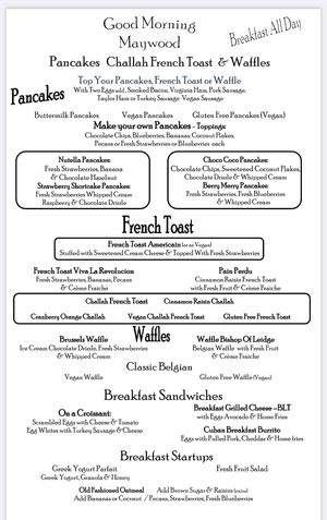 Pancakes, waffles, & regular AND challah French toast 😍🤤  at Maywood Pancake House in Maywood