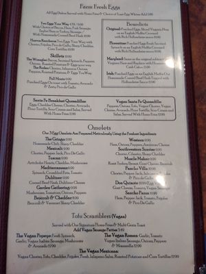 Tofu scrambles, vegan quesadilla at Maywood Pancake House in Maywood