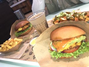 Cheesy One & Veganizer + fries  at VINCENT - Europa Passage in Hamburg