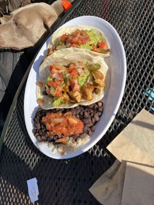 Fajita Tacos with tofu and no cheese or sour cream  at Raging Burrito in Decatur
