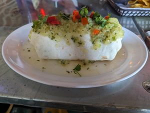 Pineapple jerk tofu burrito at Raging Burrito in Decatur