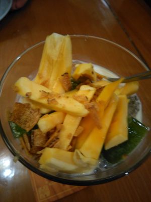 Jack fruit topping of the dessert at Aummee in Hanoi