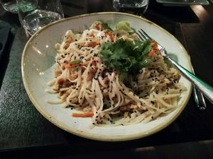 pad thai vegan with soy meat at Wokhouse in Stockholm