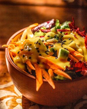 Ensalada crudi vegana at Ama Restaurant in Urubamba