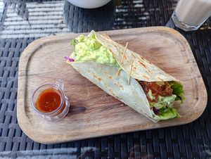One of the two vegan burritos at Ama Restaurant in Urubamba