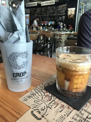 Soya iced coffee  at Crop in Crete
