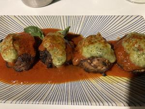 Eggplant meatballs. Delicious   at Spinno in Palermo