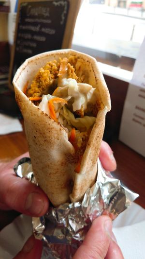 'Chicken' wrap delish! at Loving Hut in Sofia