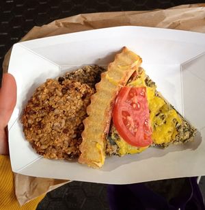 quiche and spinach biscuits at Loving Hut in Sofia