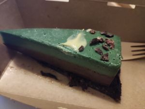 Chocolate mint cake at Loving Hut in Sofia