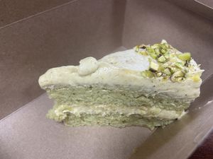 Pistachio cake   at Loving Hut in Sofia