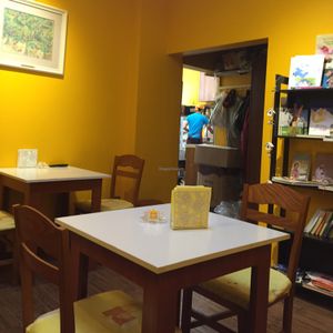 indoor seating  at Loving Hut in Sofia