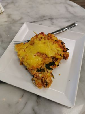 Very good vegan lasagna❤️ at Loving Hut in Sofia