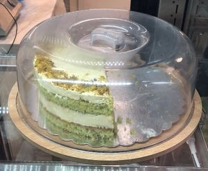 Pistachio cake  at Loving Hut in Sofia