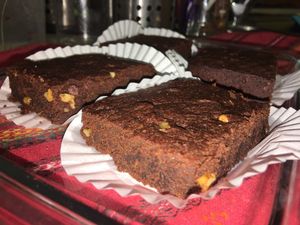 Vegan brownie at Loving Hut in Sofia