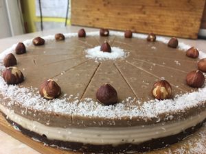 Raw hazelnut cake at Loving Hut in Sofia