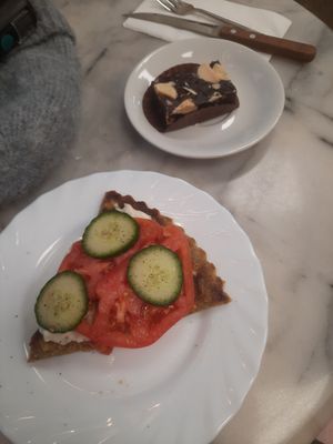 The browny and the pastry I took. I have no idea what was in it, but it was super delicious! at Loving Hut in Sofia