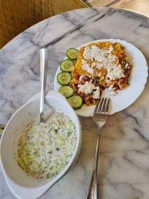 Soup with Lasagne at Loving Hut in Sofia