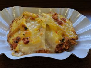 lasagne at Loving Hut in Sofia