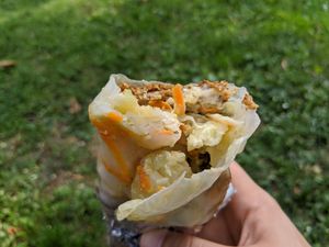 Gluten free wrap with chickpea patties at Loving Hut in Sofia