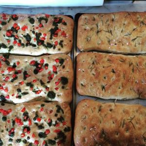 Focaccia freshly baked  at Bread and Banjo Bakery in Belfast