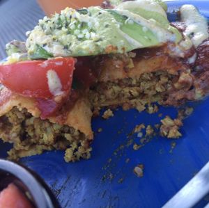 vegan enchiladas with walnut meat filling at La Vida Veggie in Beaverton