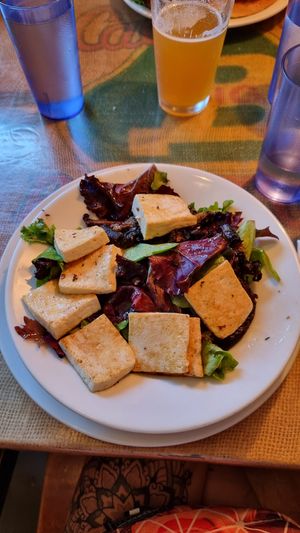 Salad with Tofu and Portobellos at Crossroads Cafe in Joshua Tree