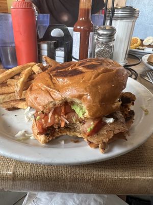 Vegan Hell burger (August 2023) it was good! It looked different than the other one I saw on here   at Crossroads Cafe in Joshua Tree