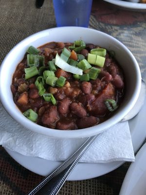Vegan chili at Crossroads Cafe in Joshua Tree