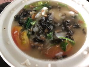 “Sliced fish” porridge  at Yang Sheng Vegetarian in West Singapore
