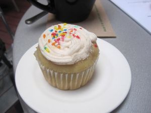 Delicious moist cupcake at Venosa Cafe in Montreal