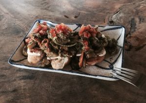 Roasted vegetable crostini at Deva in Kampot