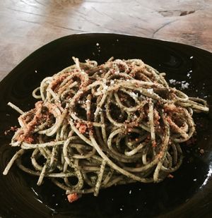 Pesto pasta (vegan) at Deva in Kampot