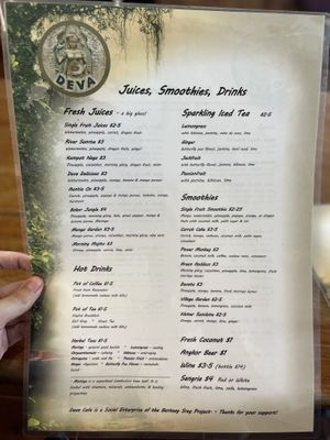 Menu   at Deva in Kampot