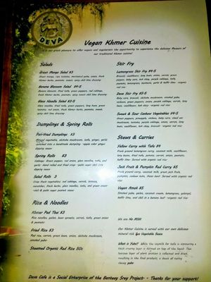 Vegan Khmer Menu at Deva in Kampot