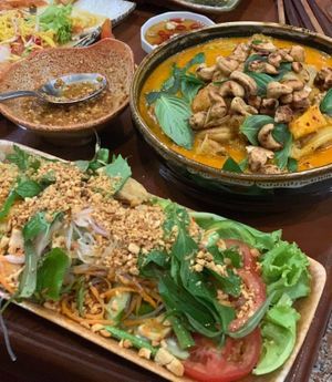 Glass Noodle Salad, Jackfruit Curry at Deva in Kampot