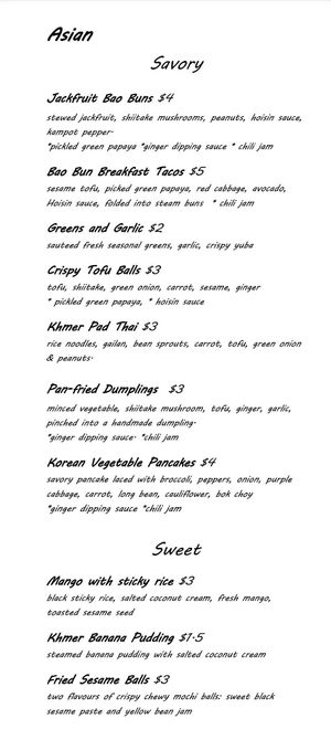 Asian Breakfast Menu at Deva in Kampot