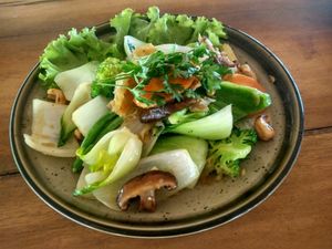 Lemongrass stir fry  at Deva in Kampot