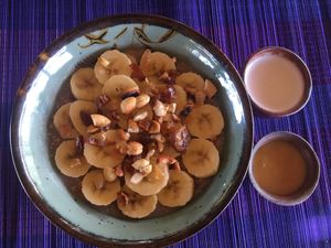 Wow incredible amazing porridge! With fresh cashew milk!  at Deva in Kampot