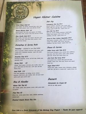 Menu 2020 at Deva in Kampot