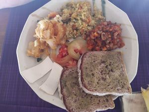 Full vegan breakfast - with tropical fruits at Deva in Kampot