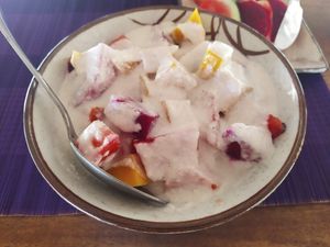 Tropical fruit + homemade yogurt at Deva in Kampot