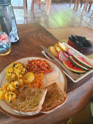 Full vegan breakfast at Deva in Kampot