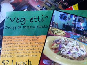Can get spiral veggies instead of pasta at Rasta Pasta in Colorado Springs
