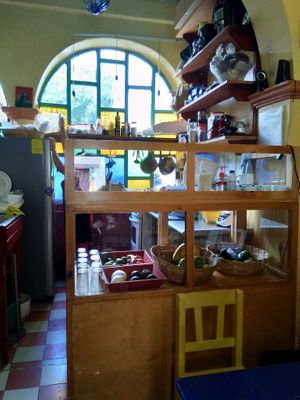 Our lovely kitchen at Delicias Naturales in San Cristobal De Las Casas