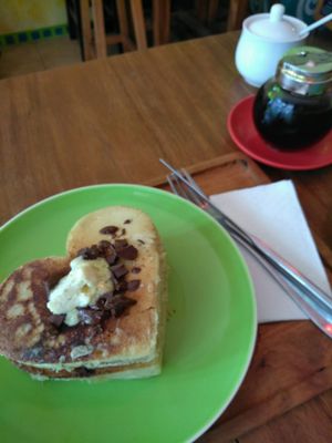 vegan chocolate chip pancakes  at The Kismet Cafe in Makati